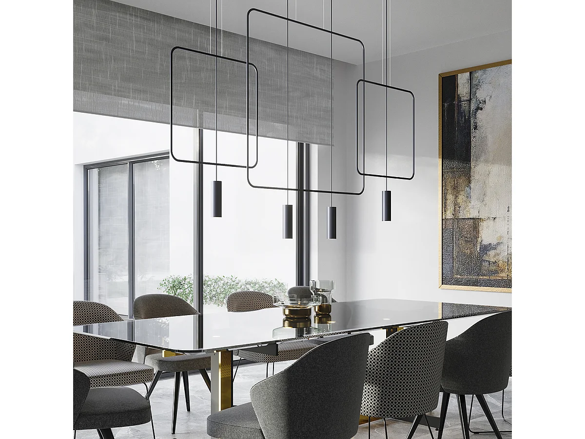 Lampada a sospensione moderna con struttura metallica nera GU10 Lámpara colgante moderna con marco de alambre Negro GU10