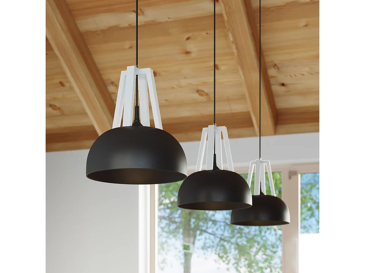 Sollux CASCO - 1 licht Dome Deckenanhänger Schwarz, Weiß, E27