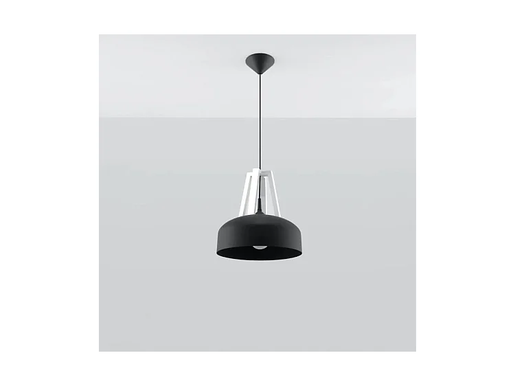 Sollux CASCO Plafonnier à 1 ampoule en forme de dôme noir, blanc, E27