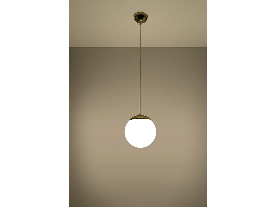 Luminárias Pendentes Ugo Minimalista, Aço/Vidro - 1 Lichtbronnen - L.20 X H.110 Cm - Ouro Branco