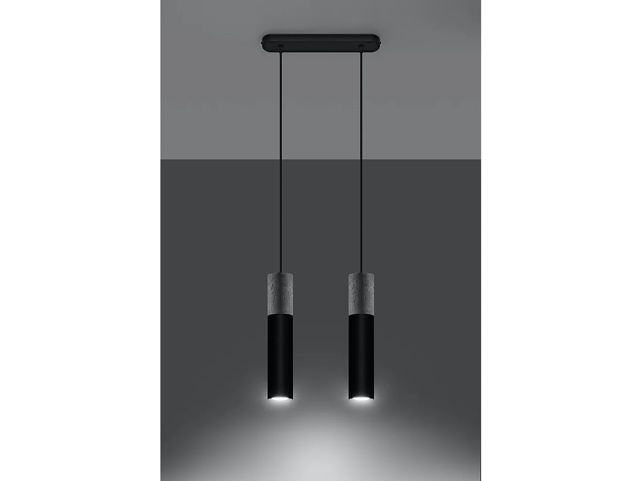 Sollux BORGIO Suspension Twin Gris Clair, Noir GU10