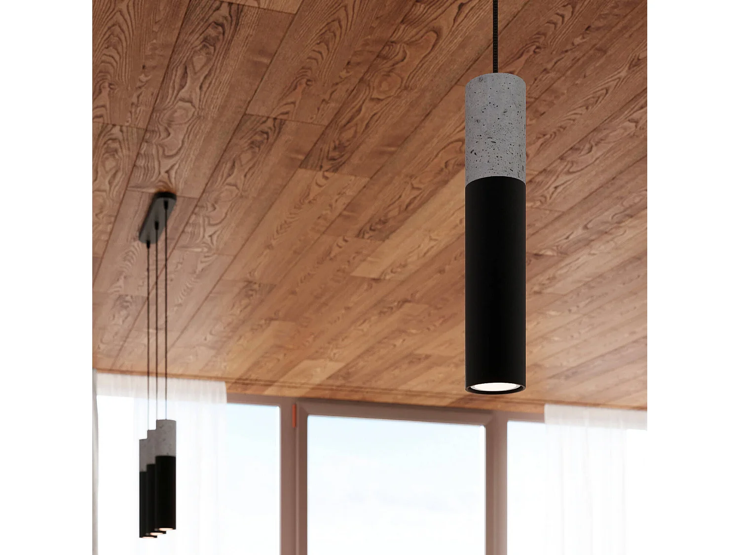 Sollux BORGIO Suspension Twin Gris Clair, Noir GU10