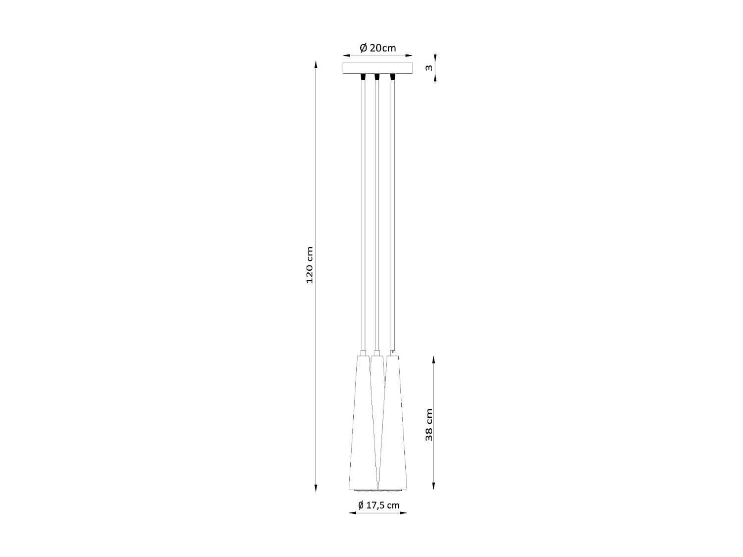 Hanglampen Sula Scandinavisch Van  - 3 Lichtbronnen - L.20 X H.120 Cm - Natuurlijk Hout