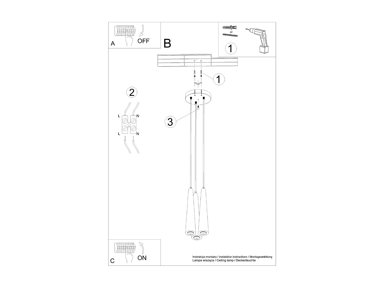 Hanglampen Sula Scandinavisch Van  - 3 Lichtbronnen - L.20 X H.120 Cm - Natuurlijk Hout