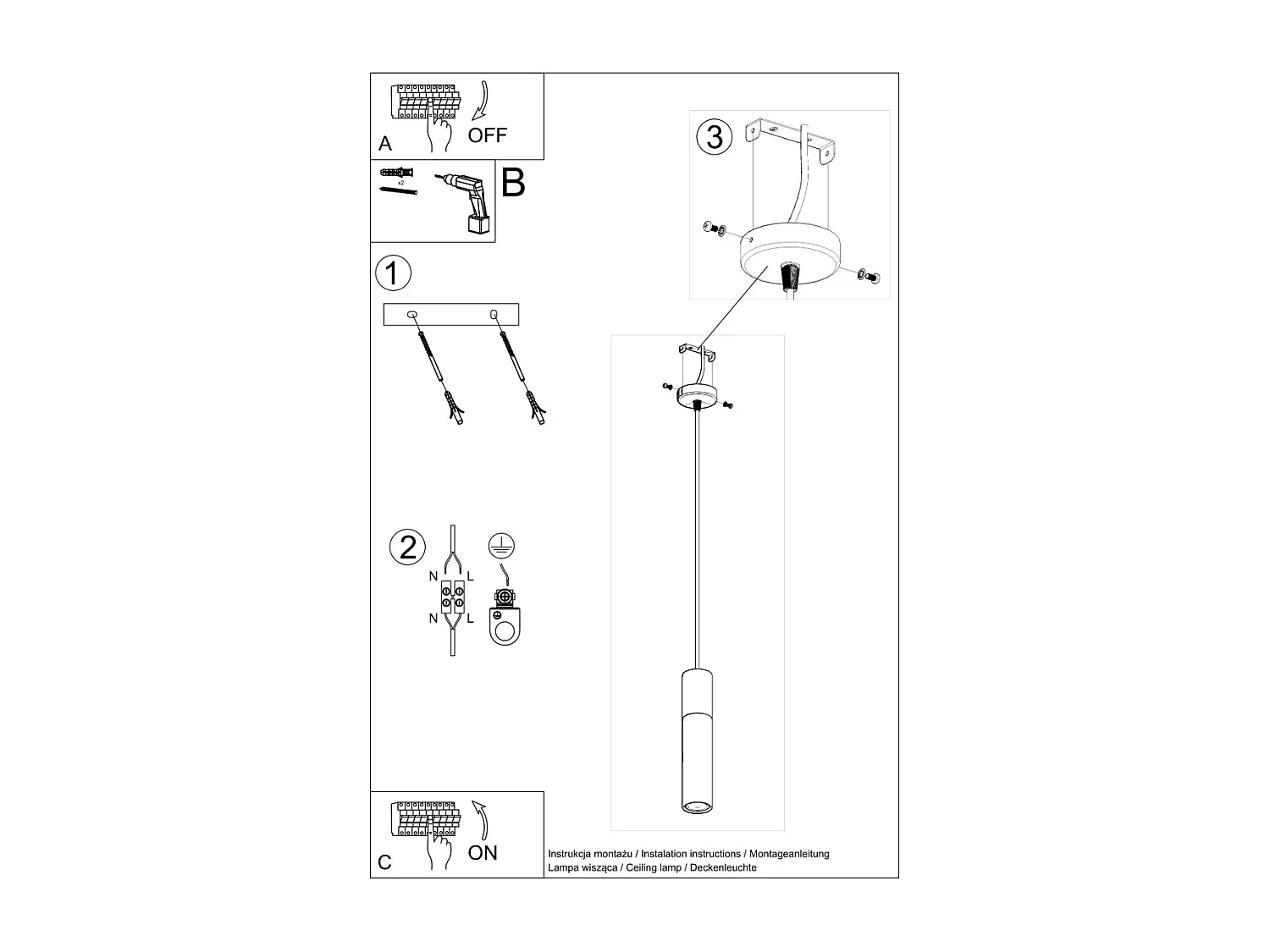 Sollux PABLO Lampe à Suspension Slim 8cm Noir, Bois Naturel GU10
