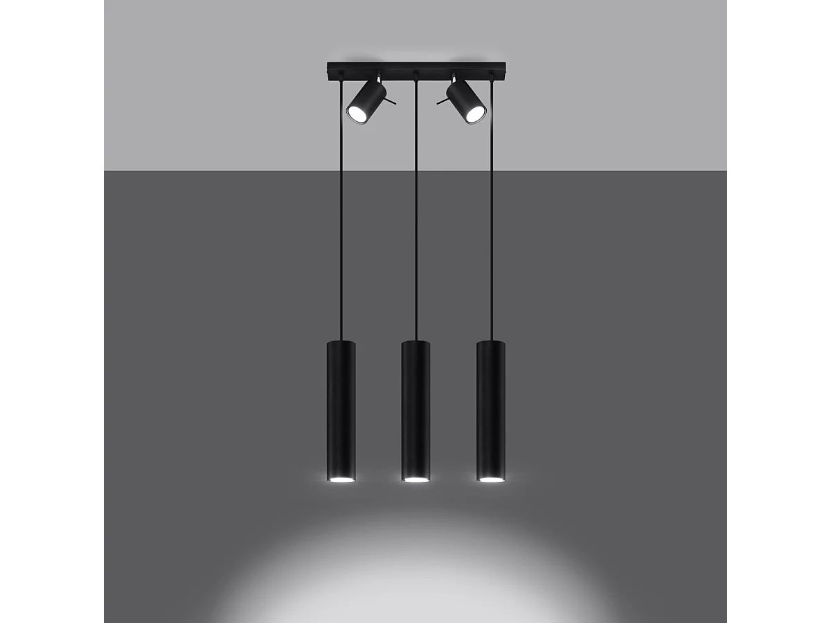 Hanglampen Ring Modern Van  - 5 Lichtbronnen - L.45 X H.100 Cm - Zwart