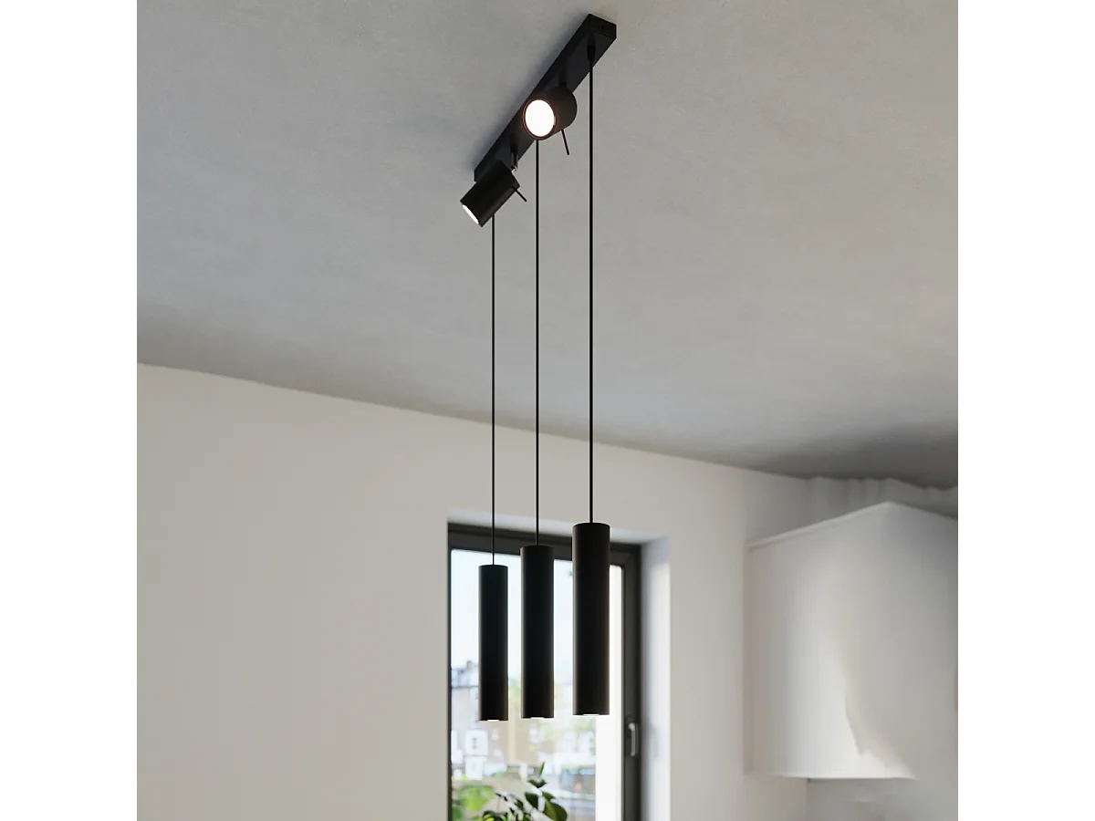 Hanglampen Ring Modern Van  - 5 Lichtbronnen - L.45 X H.100 Cm - Zwart