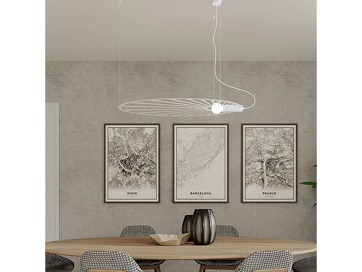 Caged & Wire Frame Pendelleuchte Weiß E27 Lampada a sospensione a gabbia e filo metallico bianca E27