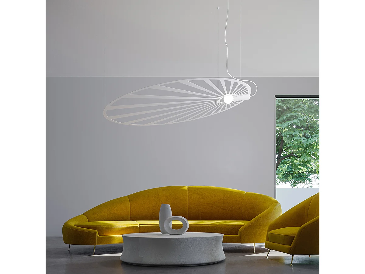 Hanglampen Lehdet Minimalistisch Van  - 1 Lichtbronnen - L.110 X H.150 Cm - Wit