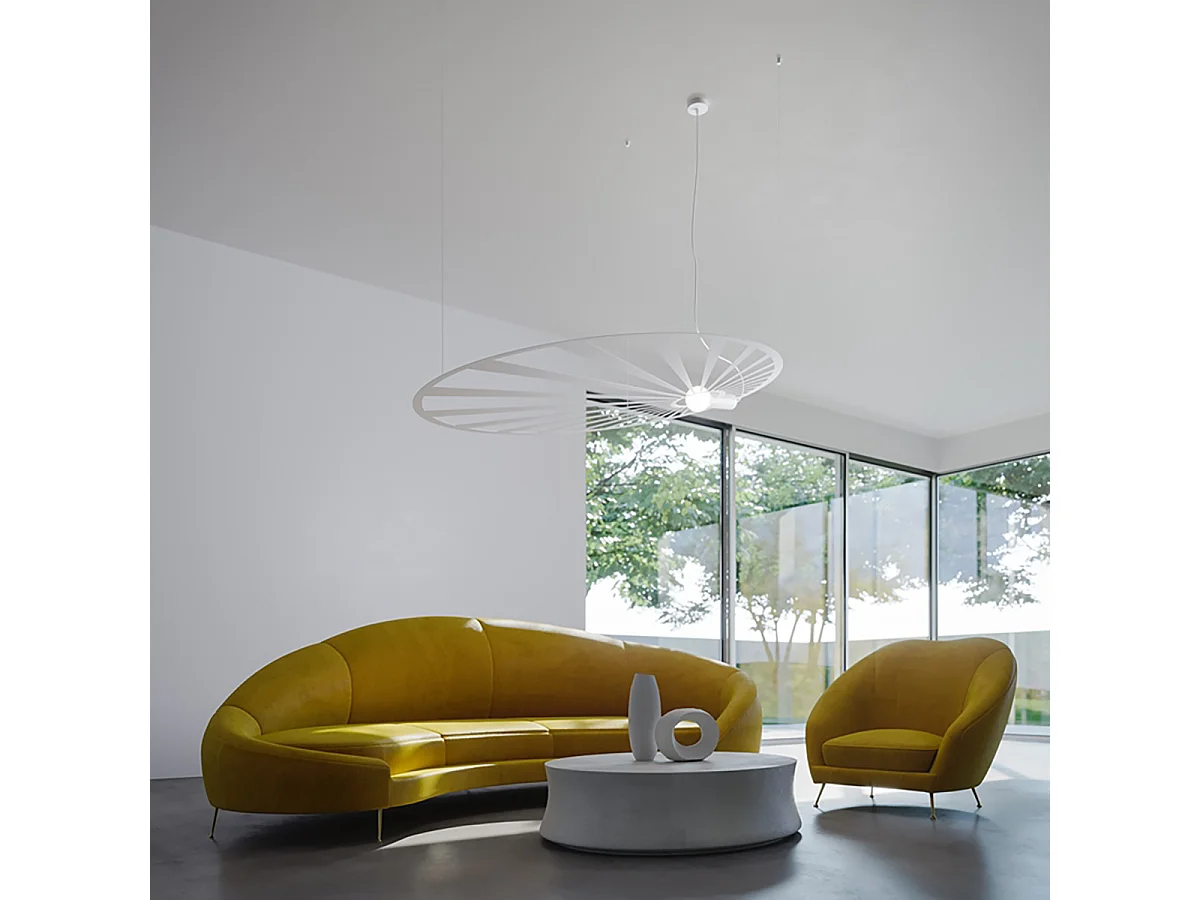 Hanglampen Lehdet Minimalistisch Van  - 1 Lichtbronnen - L.110 X H.150 Cm - Wit