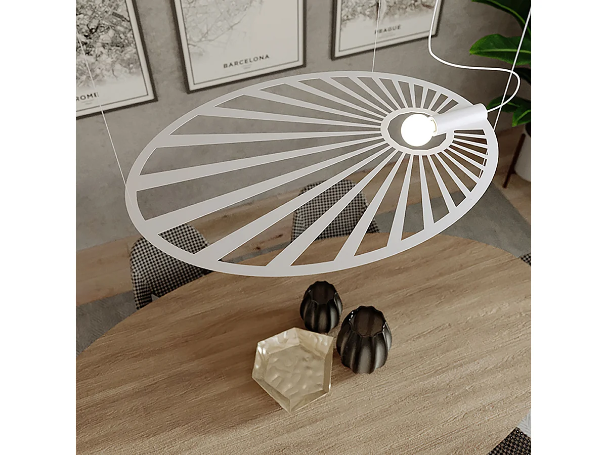 Hanglampen Lehdet Minimalistisch Van  - 1 Lichtbronnen - L.110 X H.150 Cm - Wit