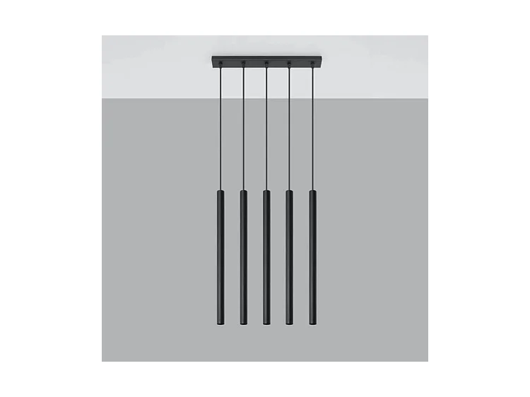 Sollux PASTELO Suspension à 5 ampoules Staight Bar Drop, noir, G9