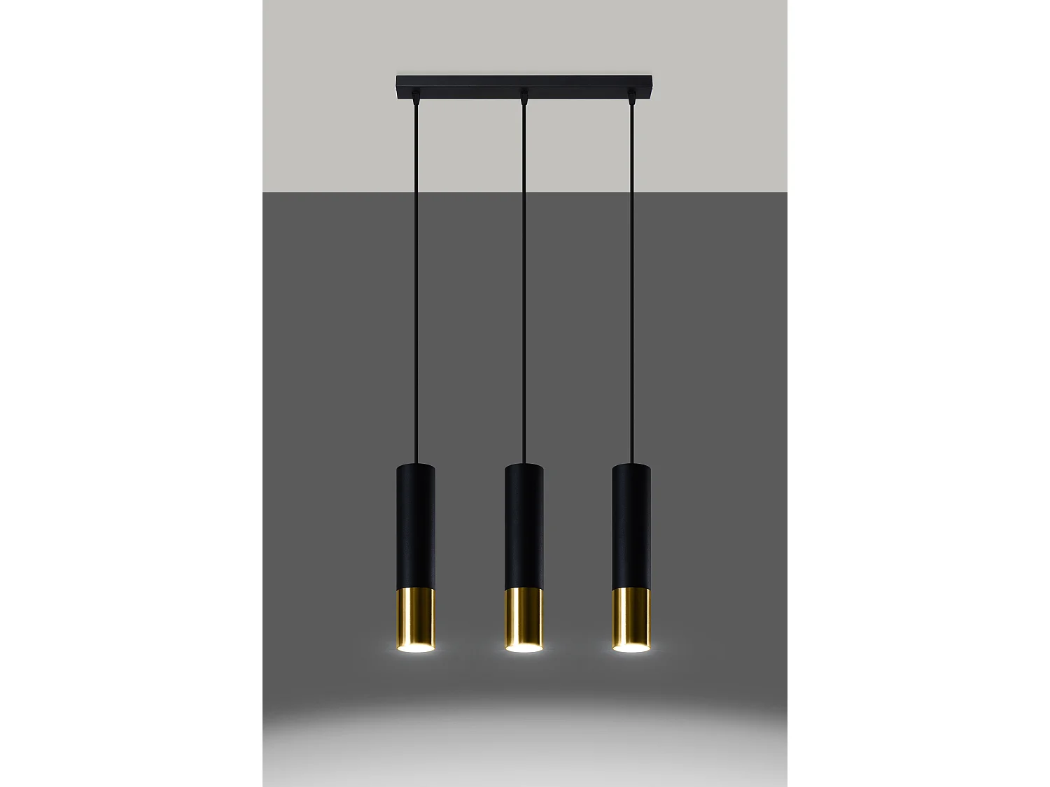 Triple Hanging Pendelleuchte Black, Gold GU10 Dreifach hängende Pendelleuchte Schwarz, Gold GU10