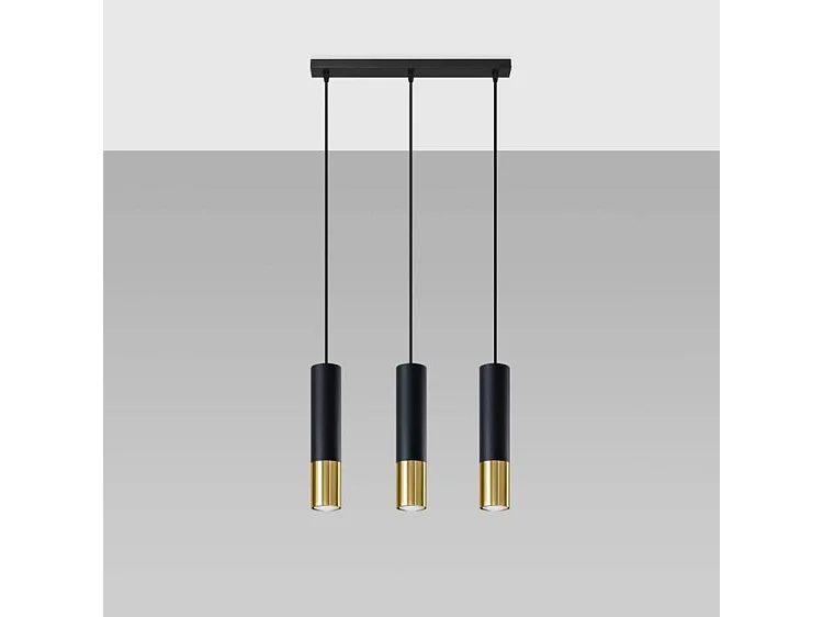 Sollux LOOPEZ Suspension triple noir, or GU10