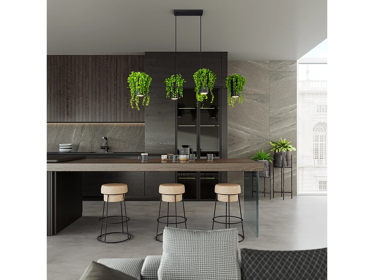 Lampada a sospensione a barra dritta nera GU10/ES111 Lámpara colgante de barra recta Negra GU10 / ES111