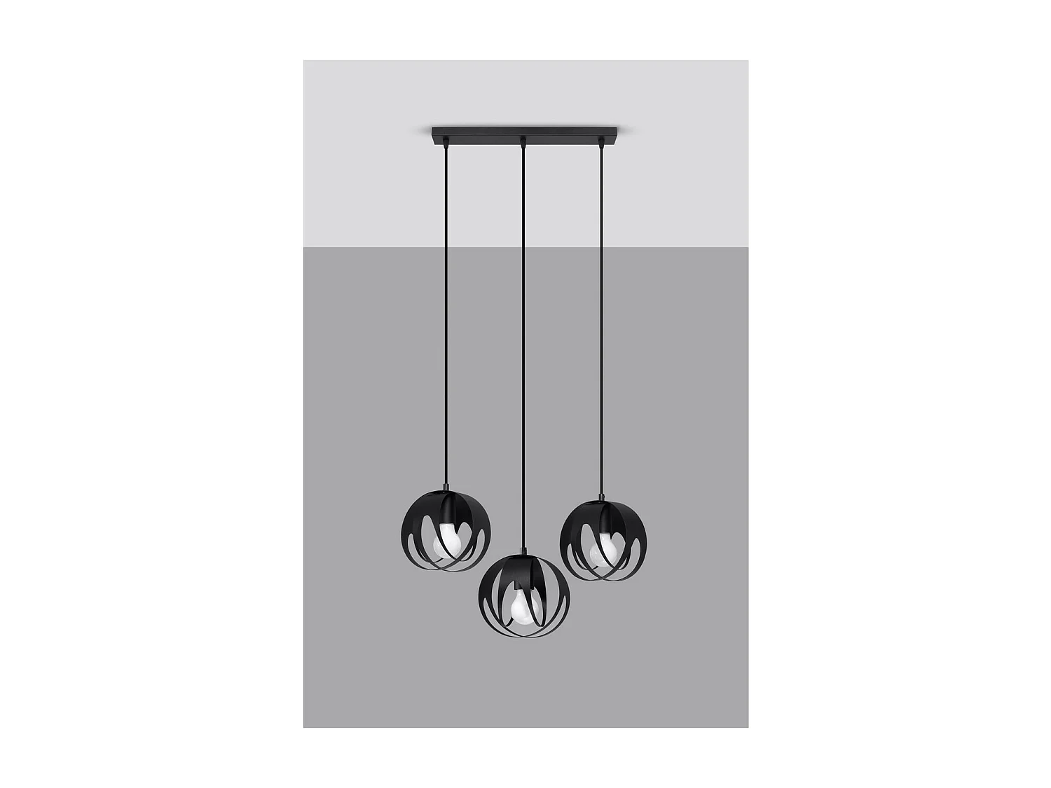 Sollux Lighting Tulos Lámpara de Techo Colgante Bar, Negro, 3x E27
