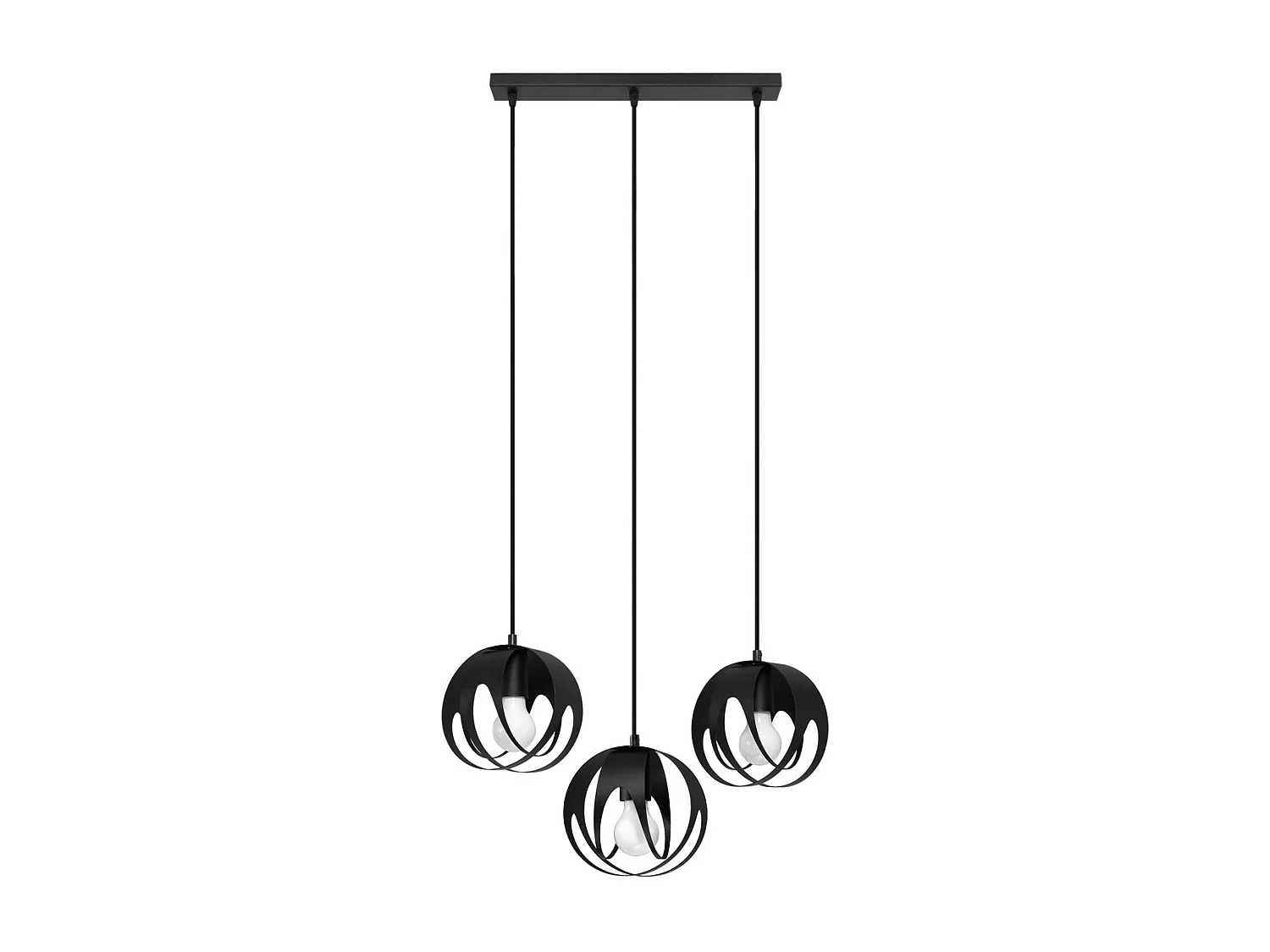 Hanglampen Tulos Modern Van  - 3 Lichtbronnen - L.50 X H.117 Cm - Zwart