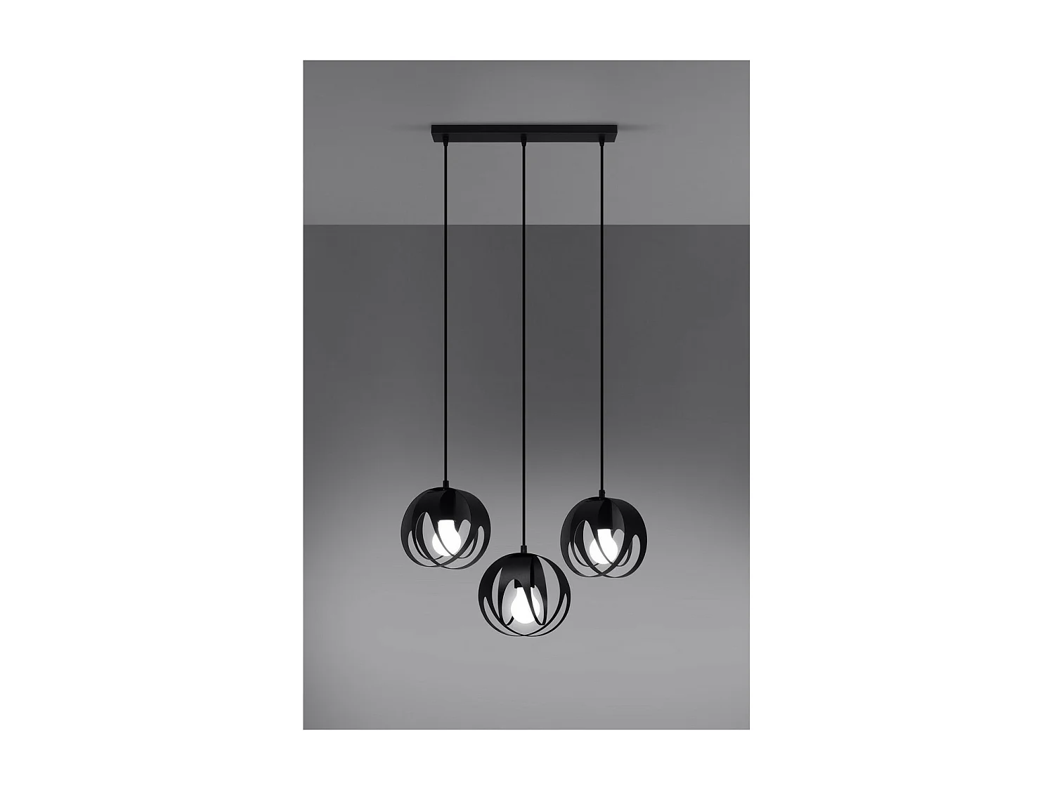 Hanglampen Tulos Modern Van  - 3 Lichtbronnen - L.50 X H.117 Cm - Zwart