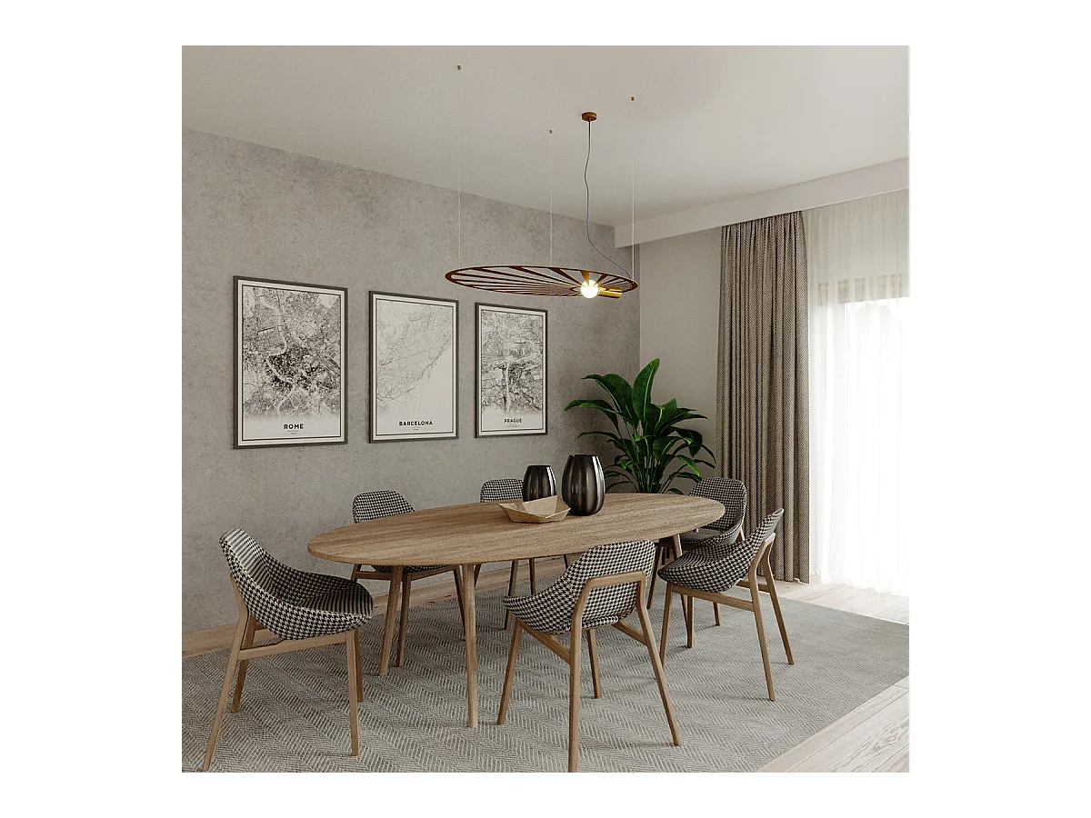 Hanglampen Lehdet Minimalistisch Van  - 1 Lichtbronnen - L.110 X H.150 Cm - Gouden