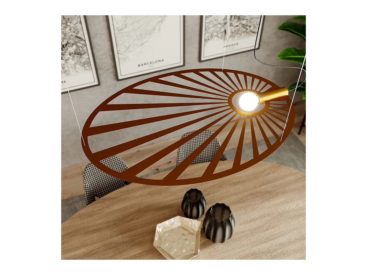 Hanglampen Lehdet Minimalistisch Van  - 1 Lichtbronnen - L.110 X H.150 Cm - Gouden