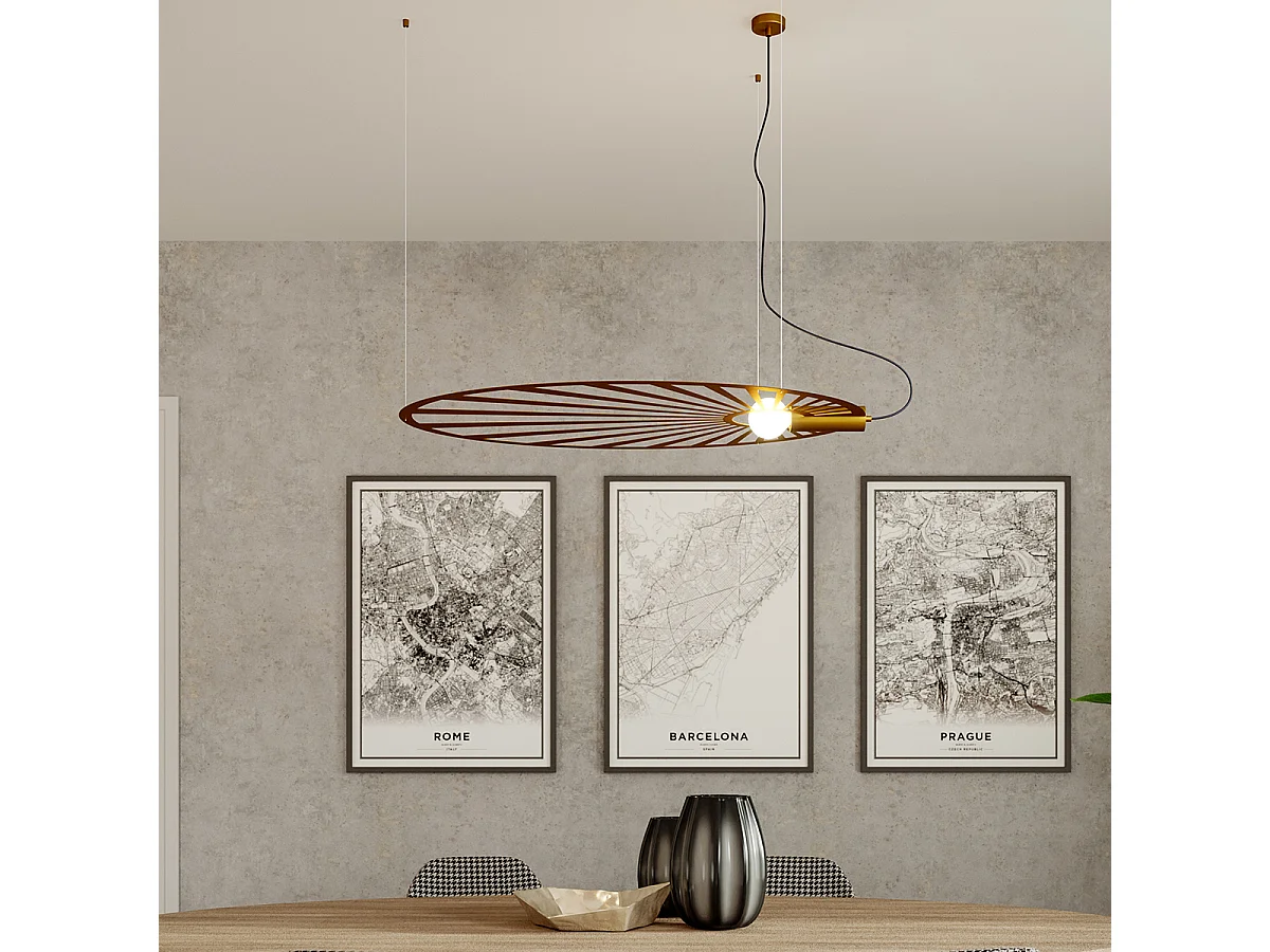 Sollux LEHDET Lampe à Suspension Moderne Fil de Fer Or E27