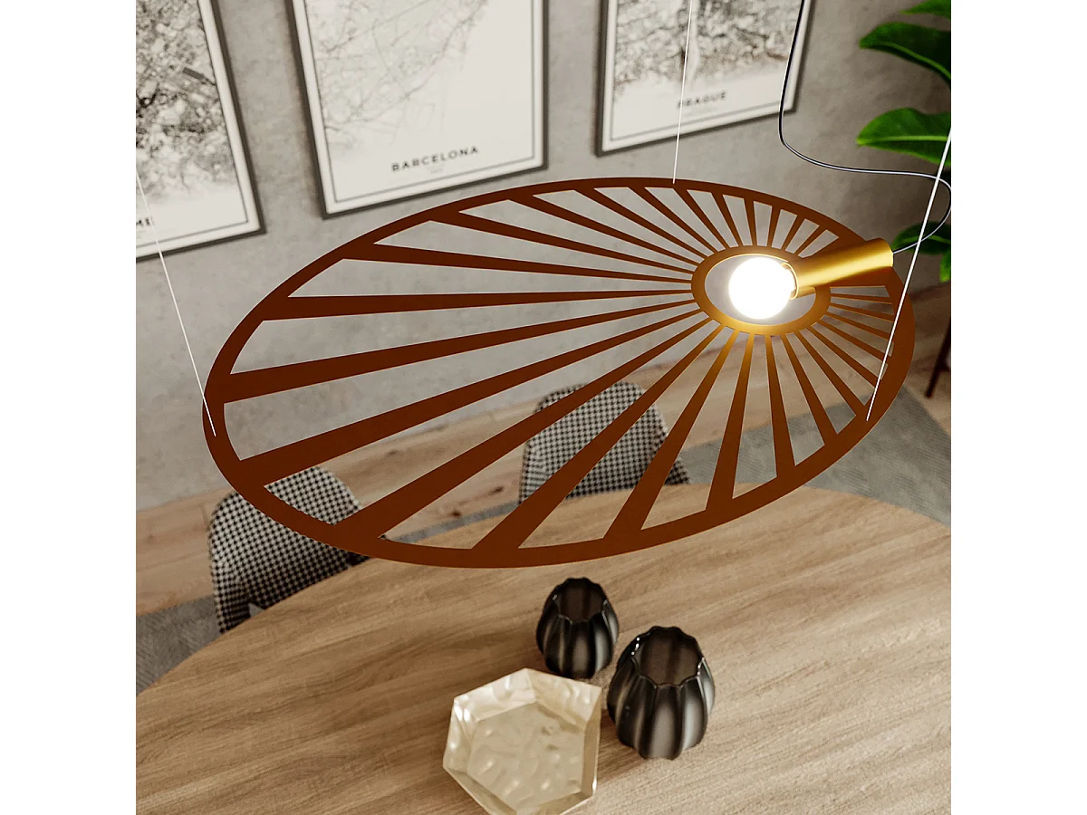 Sollux LEHDET Lampe à Suspension Moderne Fil de Fer Or E27