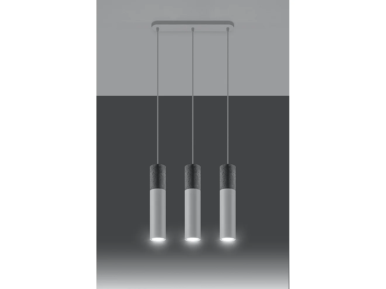 Sollux BORGIO Suspension triple gris clair, blanc GU10