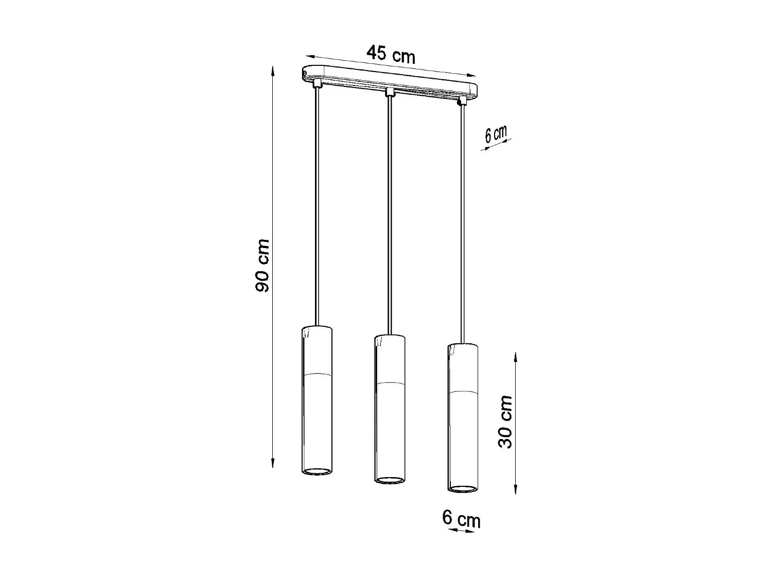 Sollux BORGIO Suspension triple gris clair, blanc GU10