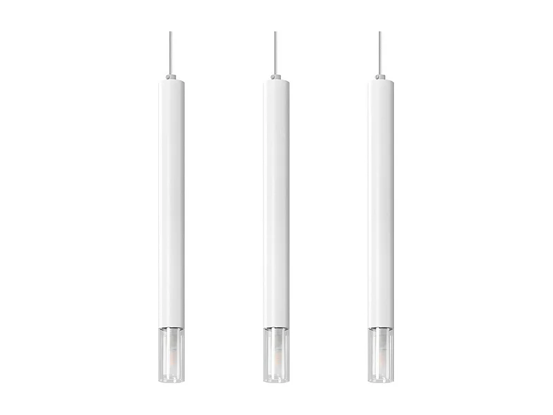 Luminárias Pendentes Wezyr Moderno, Aço/Vidro - 3 Lichtbronnen - L.45 X H.120 Cm - Branco