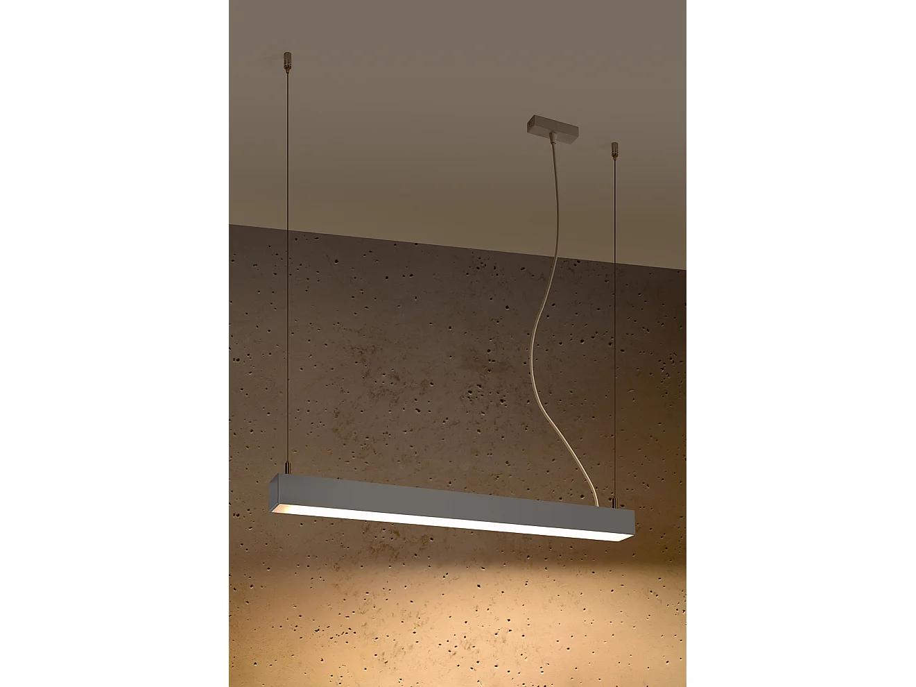 Sospensione a barra lineare dritta a LED da 65 cm integrata grigio chiaro 3000K Lámpara colgante de barra recta lineal LED integrada de 65 cm gris claro 3000K