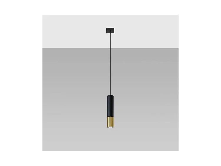 Sollux LOOPEZ Lampe à Suspension Slim 8cm Noir, Or GU10