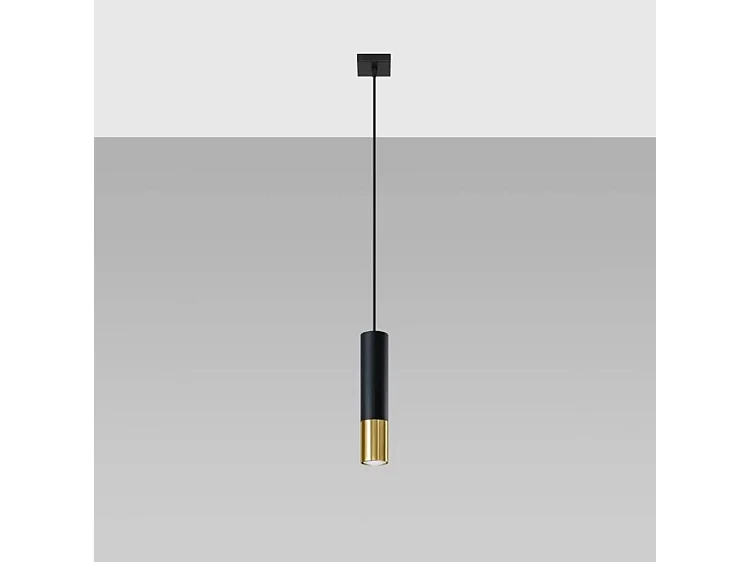 Hanglampen Loopez Modern Van  - 1 Lichtbronnen - L.8 X H.100 Cm - Zwart Goud
