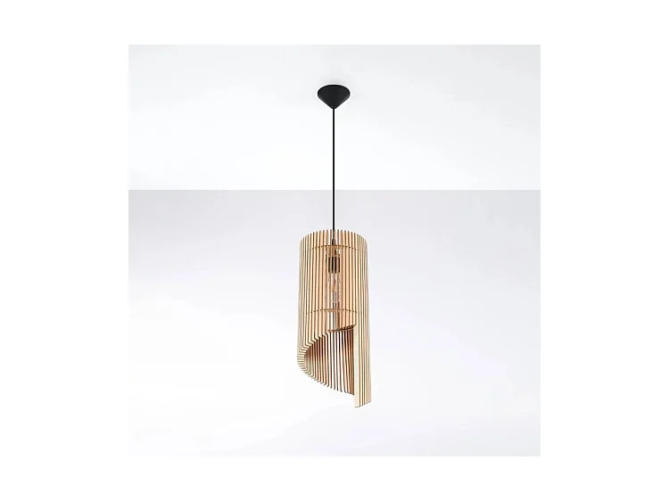 Lampada a sospensione in filo di legno naturale E27 Lámpara colgante con marco de alambre Madera natural E27