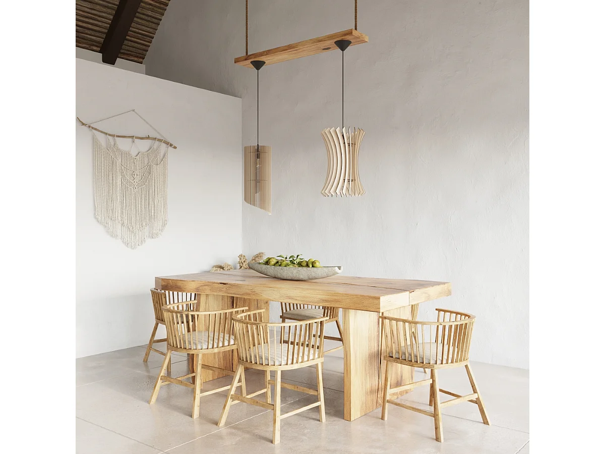 Hanglampen Alexia Scandinavisch Van  - 1 Lichtbronnen - L.21 X H.120 Cm - Natuurlijk Hout