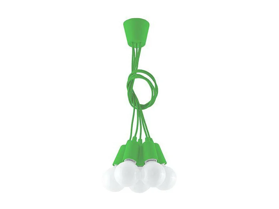 Luminárias Pendentes Diego Moderno, Pvc - 5 Lichtbronnen - L.25 X H.90 Cm - Verde