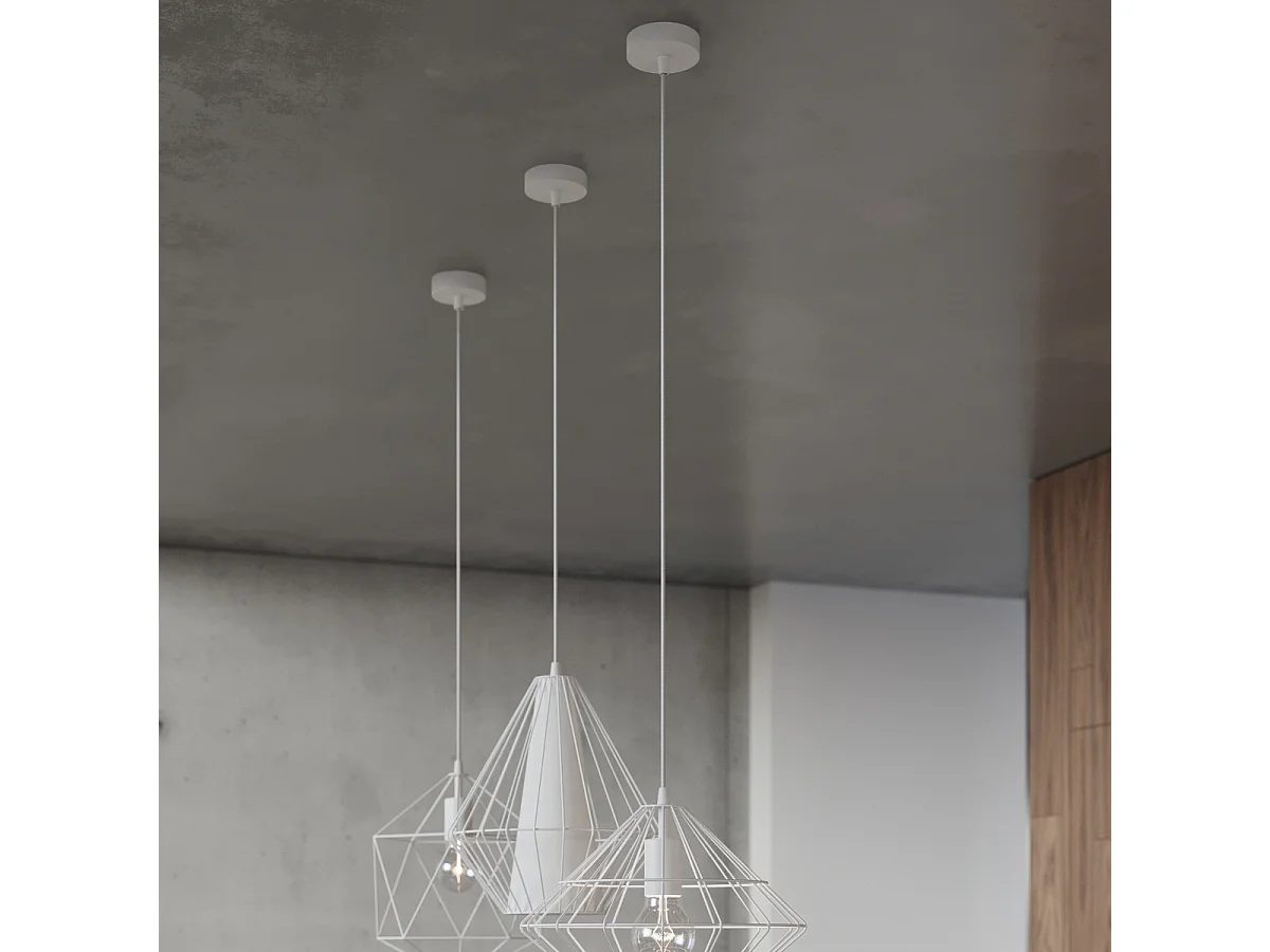 Hanglampen Demi Industrieel Van  - 1 Lichtbronnen - L.28 X H.130 Cm - Wit