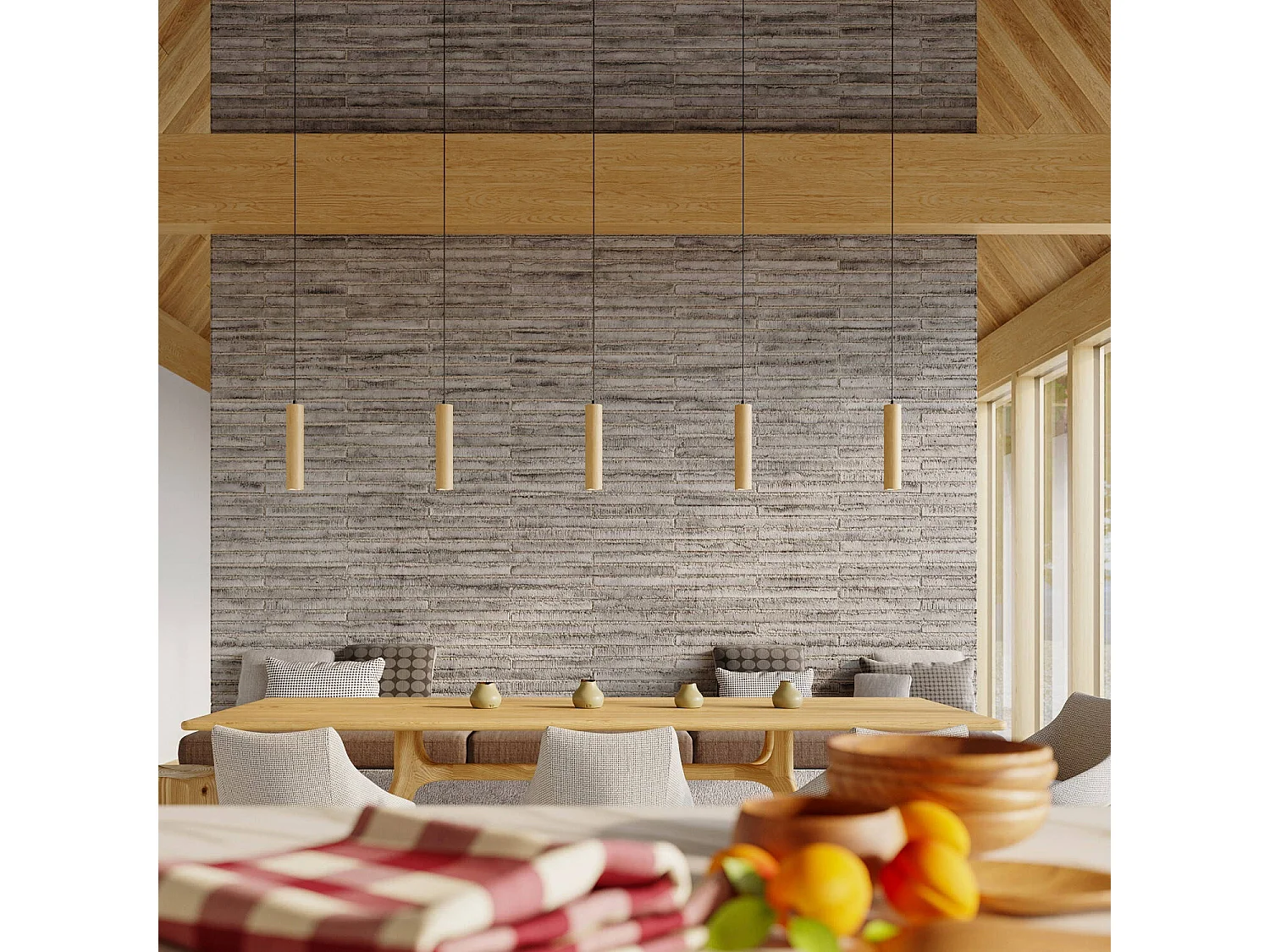 Sollux LINO Suspension double en bois naturel GU10