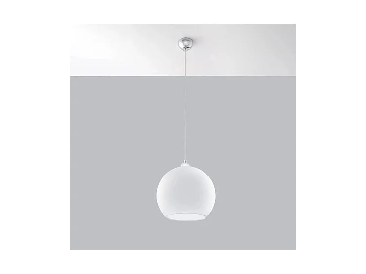 Sollux BALL Suspension de plafond en dôme de verre à 1 ampoule Blanc, Chrome, E27