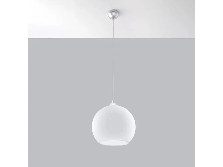 Sollux BALL Suspension de plafond en dôme de verre à 1 ampoule Blanc, Chrome, E27