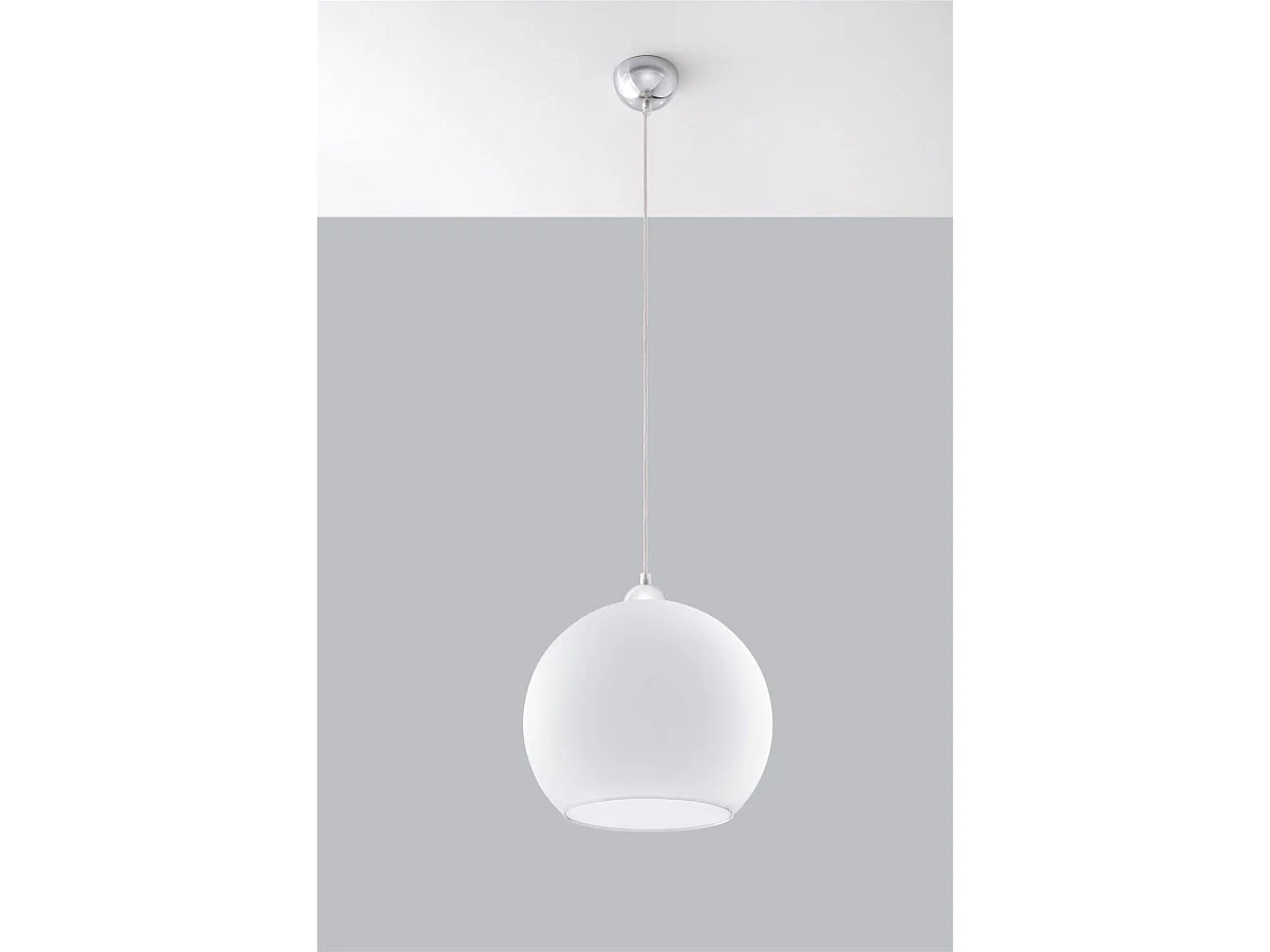 Sollux BALL Suspension de plafond en dôme de verre à 1 ampoule Blanc, Chrome, E27