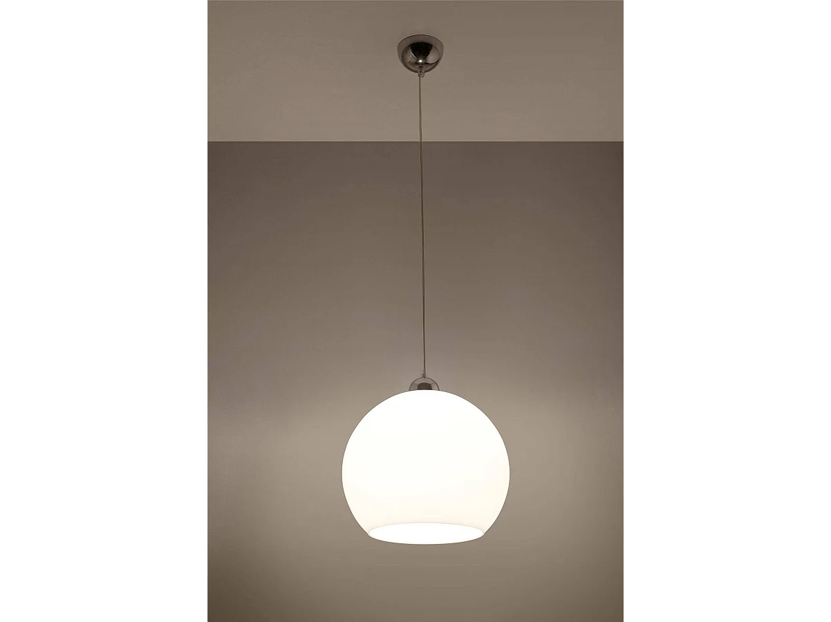 Sollux BALL Suspension de plafond en dôme de verre à 1 ampoule Blanc, Chrome, E27