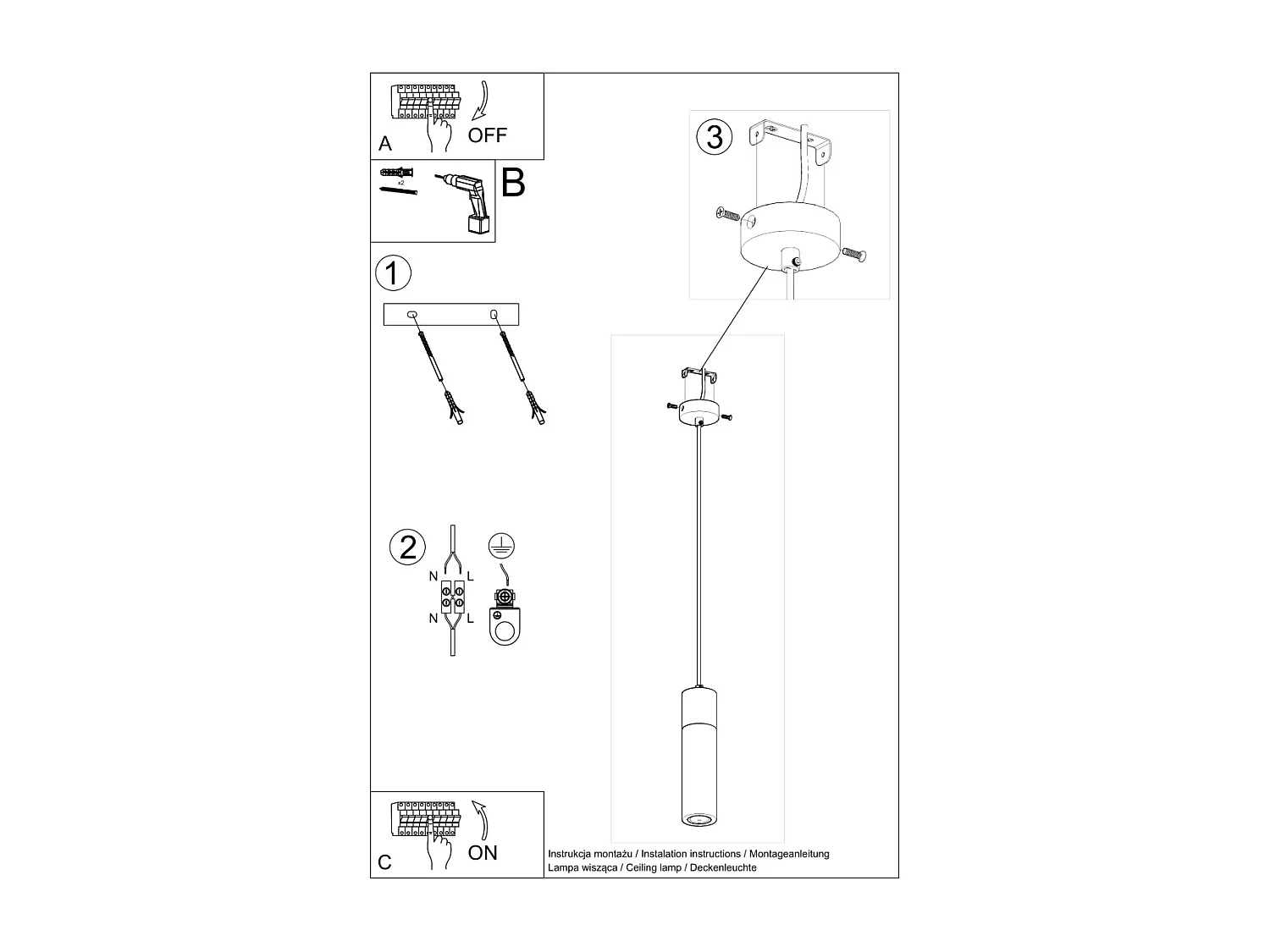 Sollux lichting Zane Schlanke Pendel-Deckenleuchte Betongrau, Naturholz