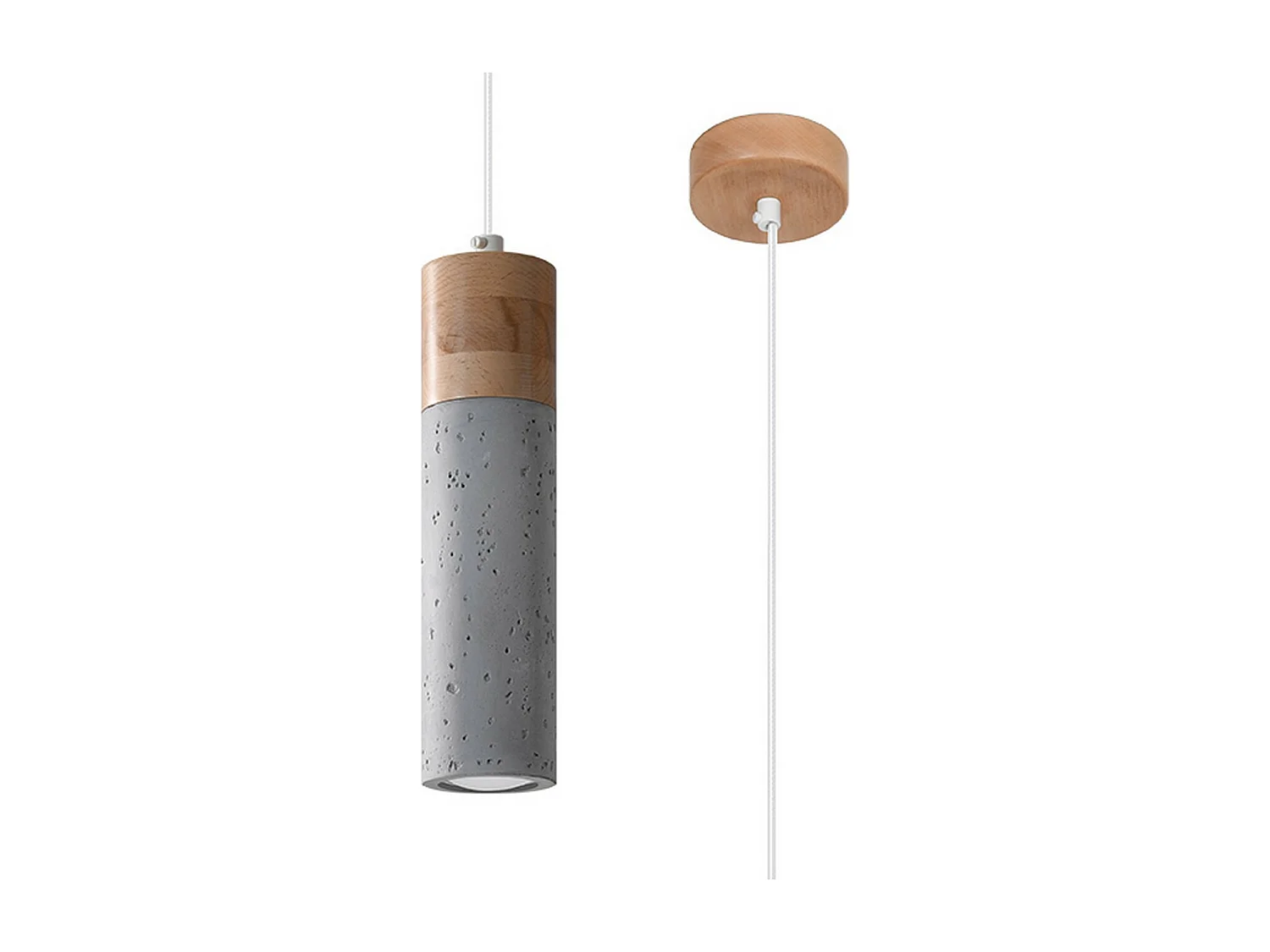 Sollux Lighting Zane Slim Suspension Plafonnier Gris Béton, Bois Naturel