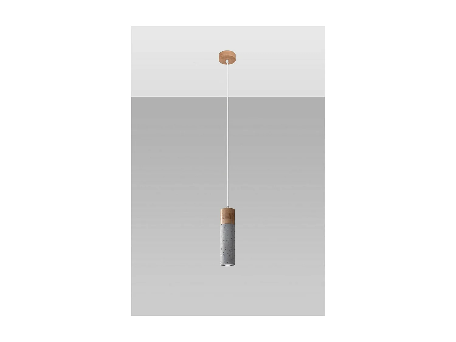 Sollux Lighting Zane Slim Suspension Plafonnier Gris Béton, Bois Naturel