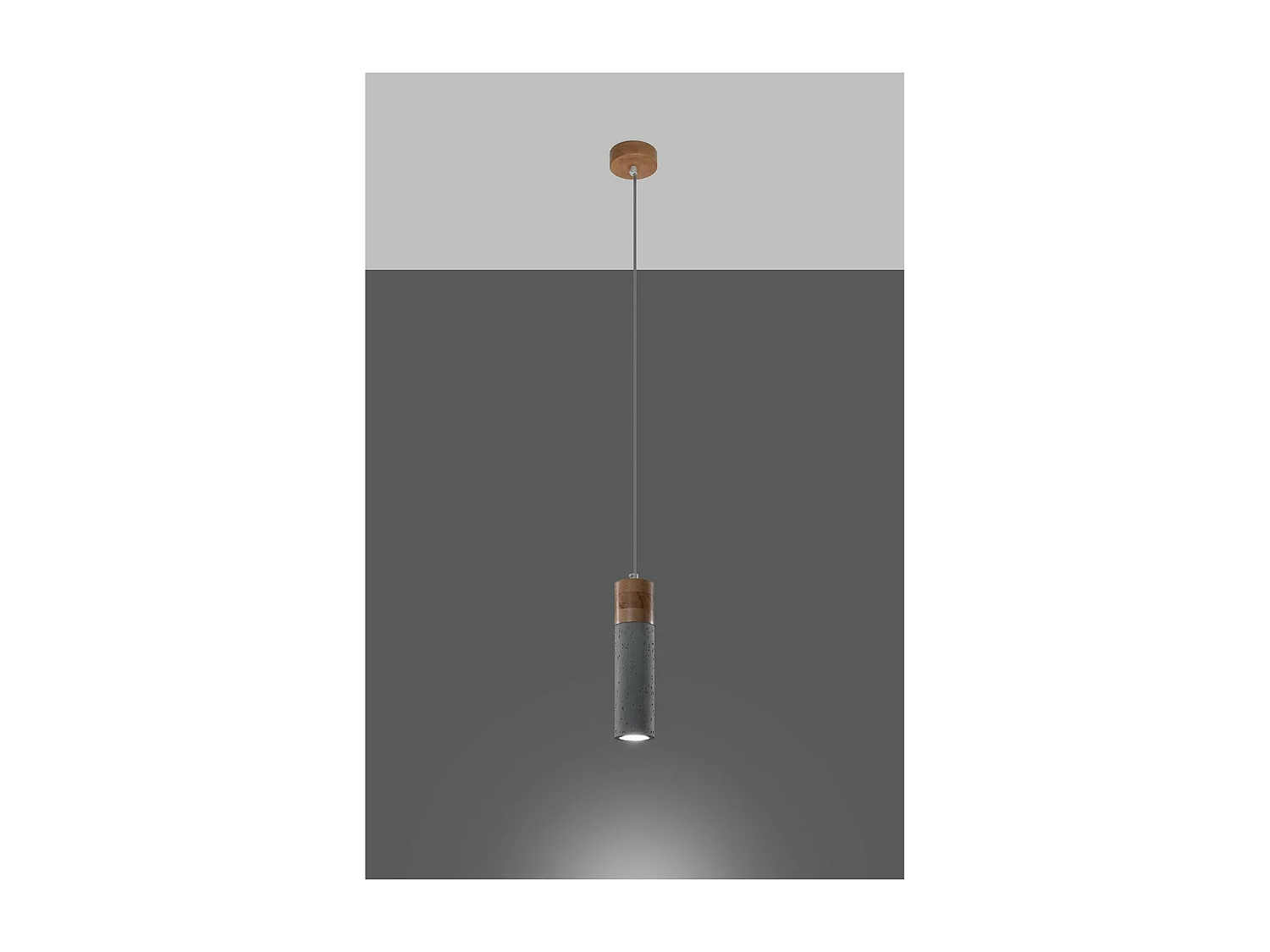 Sollux Lighting Zane Slim Suspension Plafonnier Gris Béton, Bois Naturel