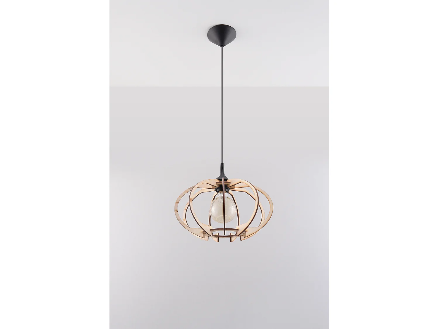 Sollux MANDELINO Lampe à Suspension Wire Frame Bois Naturel E27