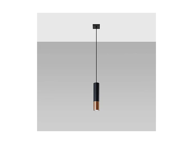 Sollux LOOPEZ Lampe à Suspension Slim 8cm Noir, Cuivre GU10