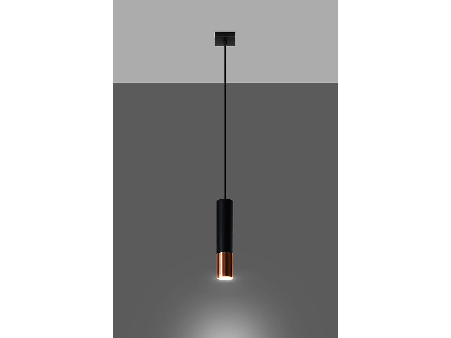 Sollux LOOPEZ Lampe à Suspension Slim 8cm Noir, Cuivre GU10