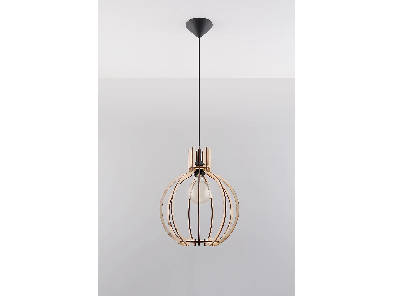 Drahtrahmen Pendelleuchte Naturholz E27 Lampada a sospensione in filo di legno naturale E27