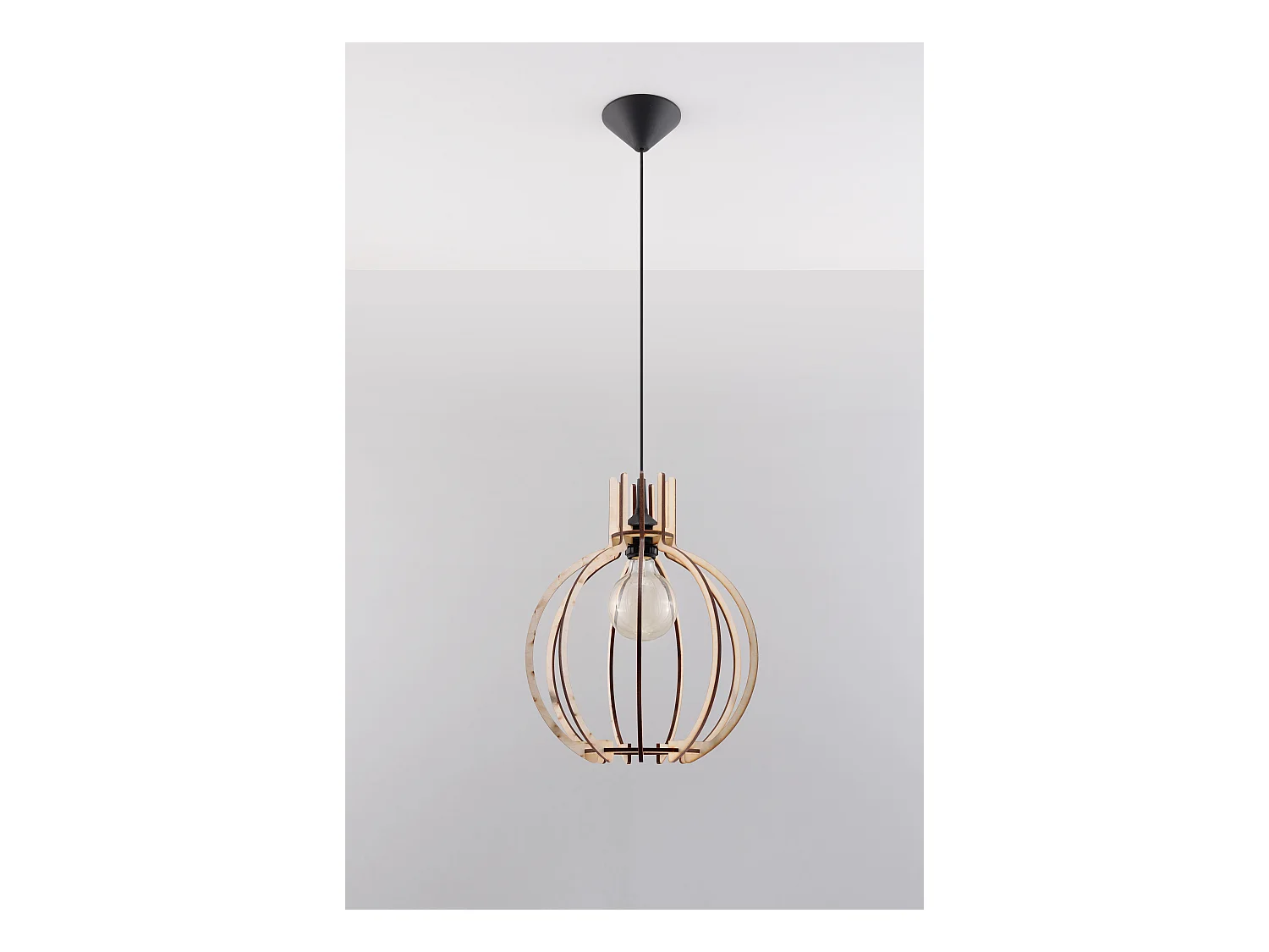 Lampada a sospensione in filo di legno naturale E27 Lámpara colgante con marco de alambre Madera natural E27